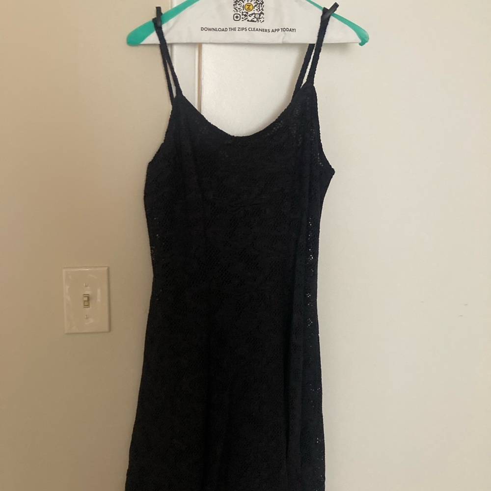 Styleworks Black Crochet Dress and Open Front Cardigan